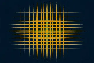 Une grille géométrique se densifie vers le centre sur un fond bleu profond, suggérant l’application plus stricte de règles et la montée en complexité à l’approche d’une échéance réglementaire.