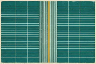 Trame de lignes parallèles blanches sur fond bleu-vert, densifiée au centre avec une bande verticale jaune, évoquant la structuration et la différenciation des contenus pour la lisibilité par les IA.